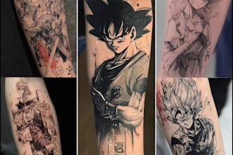 design a custom anime tattoo illustration