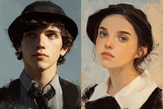 paint realistic or cartoon digital portraits