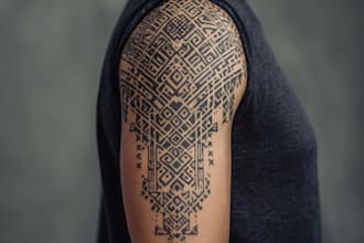 create sleeve tattoo design in geometric style
