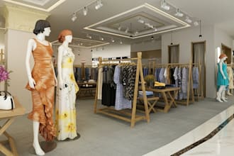 design retail store interior , boutique, supermarket, mall with rendering