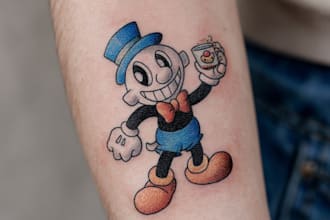 create flash tattoos and designs cuphead style