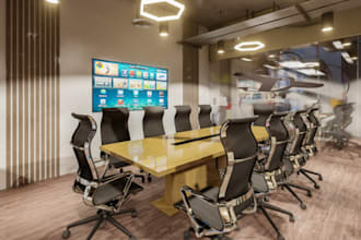 3d office interior  meetingroom reception commercial space lobby conference room