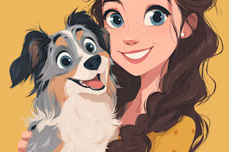 do disney pets portrait illustration in disney style