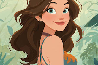 make a disney children cartoon illustration