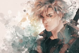 make a digital watercolor character art or furry