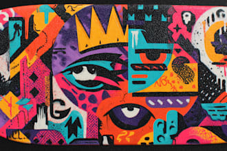 draw graffiti designs murals and wall art or skateboards