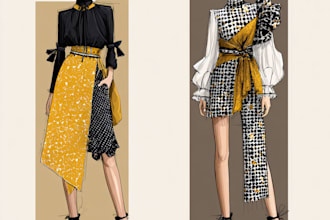 do stunning fashion illustration unique style