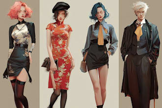 fashion design illustrations for editorial, branding art