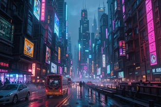 do a cyberpunk futuristic city art or night city
