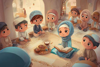 do islamic muslim illustration for islamic children book