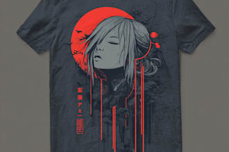 draw a japanese t shirt illustration