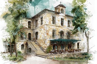 do illustrate your wedding venue in watercolor realistically