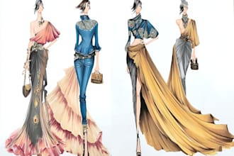 fashion design illustration for editorial, branding