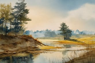 paint landscapes in watercolor