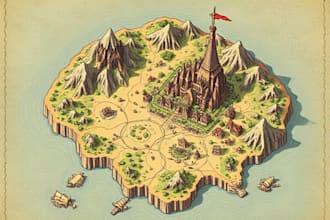 do map illustration, fantasy map drawing, isometric map design, vector map art