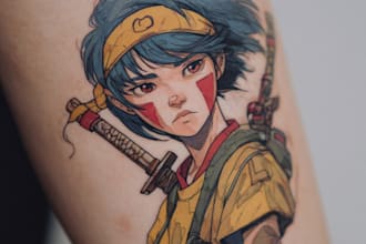 illustration for anime tattoo in color