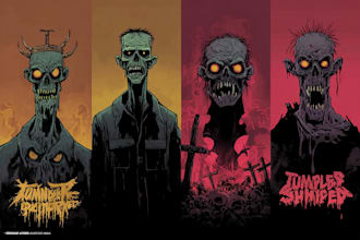 illustrate the undead zombie art in various styles