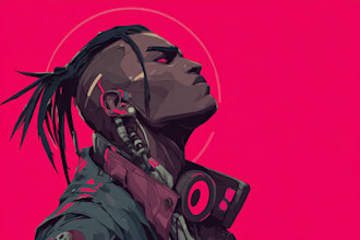 draw scifi or cyberpunk character portrait art