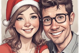 draw and design a christmas family group cartoon