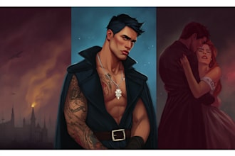 do illustrated romance book cover or ebook cover