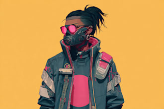 draw scifi or cyberpunk character portrait art