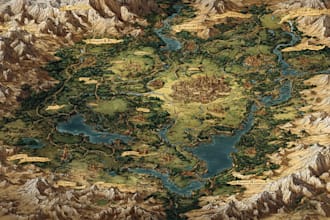 do fantasy world map illustration regional city map