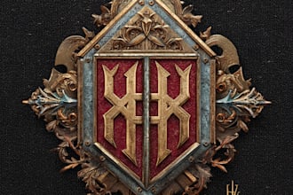 do fantasy medieval monogram or badge logo for