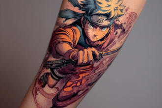your dream anime, manga tattoo design