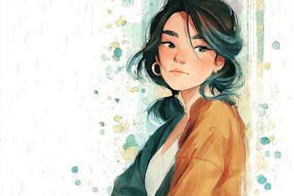 watercolorand digital fantasy character illustration