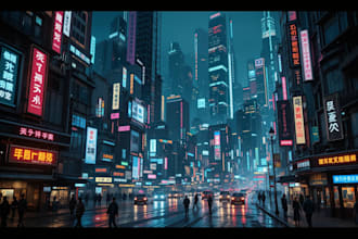 illustrate cyberpunk futuristic city art