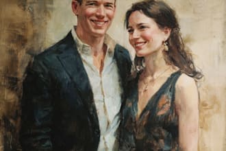 paint couple portrait painting in oil canvas