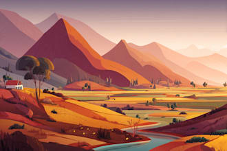 draw a flat vector landscape illustration