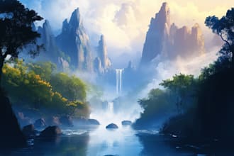 design detailed fantasy landscapes and environments