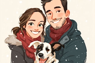 create a christmas couple family or pet portrait