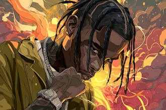 draw your detailed cartoon album cover art