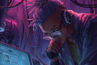 illustrate you as a cyberpunk style character