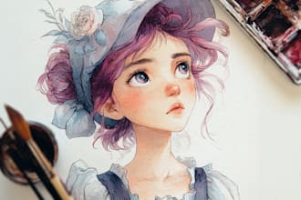 draw book illustration in watercolor