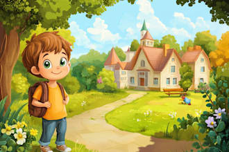 draw colorful and fun children story book illustration