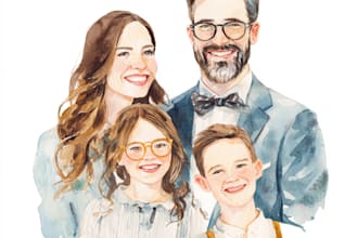 custom watercolor family portrait from photo