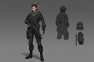 draw 2d game art military character design