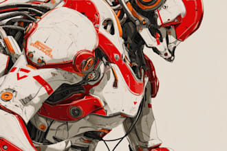 drawing mecha robot gundam illustrations