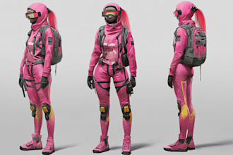 design cyberpunk and fantasy character splash art