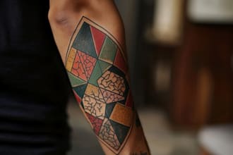 create sleeve tattoo design in geometric style