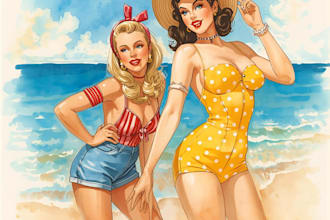 pin up girl and pin up girl illustration
