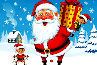 create christmas gift card winter holiday caricature cartoon