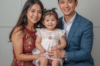 illustrate a romantic family couple portrait