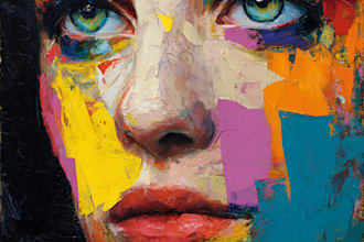 paint expressive colorful abstract portraits