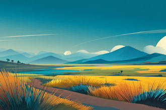 draw a flat vector landscape illustration