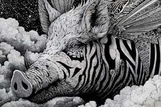 draw a black and white illustration