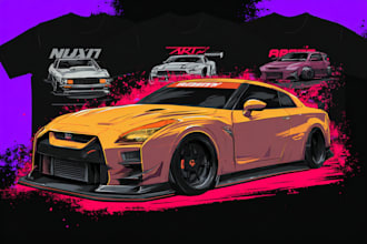 draw a car vector illustration for t shirt design